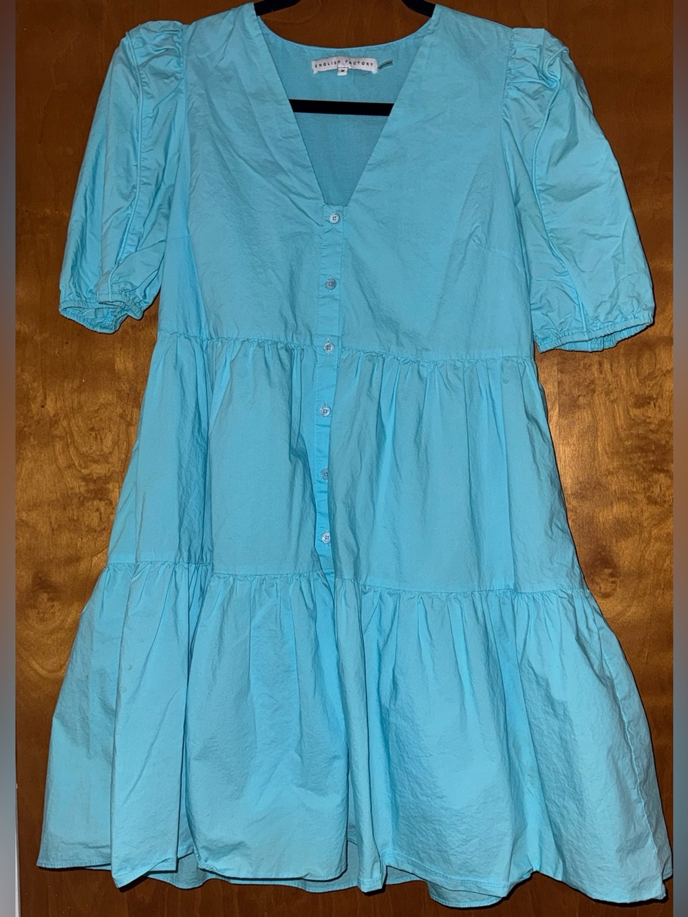 English Factory Light Blue Tiered Mini Dress